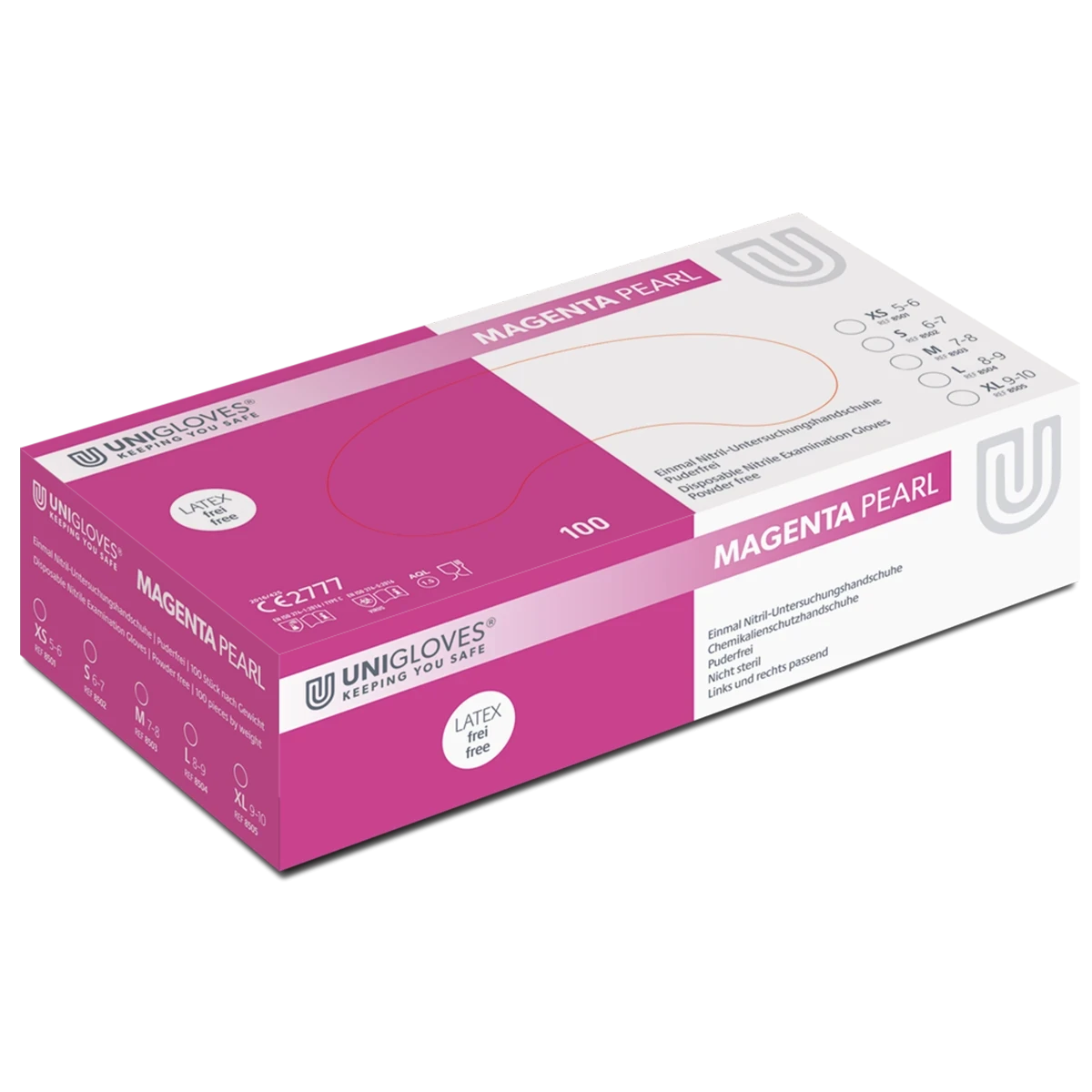 Magenta Pearl, Einmalhandschuhe, Nitril, puderfrei, Größe S, Packung à 100 Stück