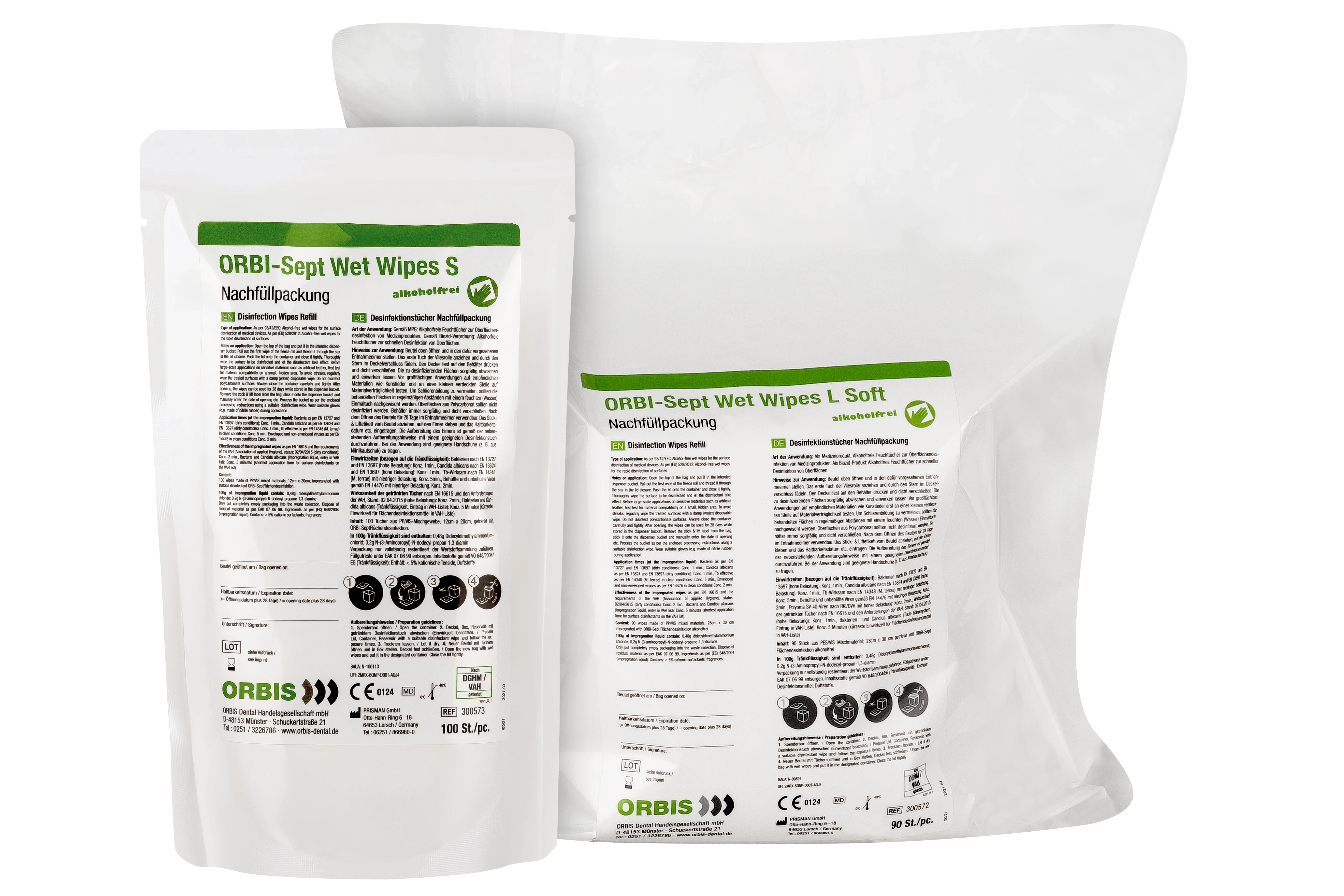 ORBI-Sept Wet Wipes S alkoholfrei, Desinfektion und Reinigung, Standard – 24 g/m², Format 12 x 20 cm, Duft neutral 100 x Stück