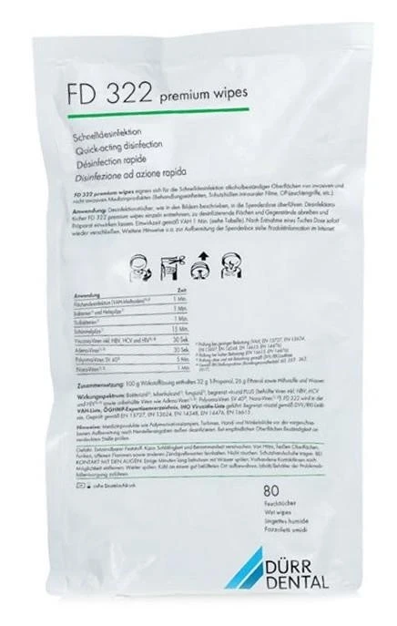 FD 322 - premium wipes, aldehydfrei, 14 x 19 cm, Wischdesinfektion, Nachfüllpackung 12 x 80 Tücher