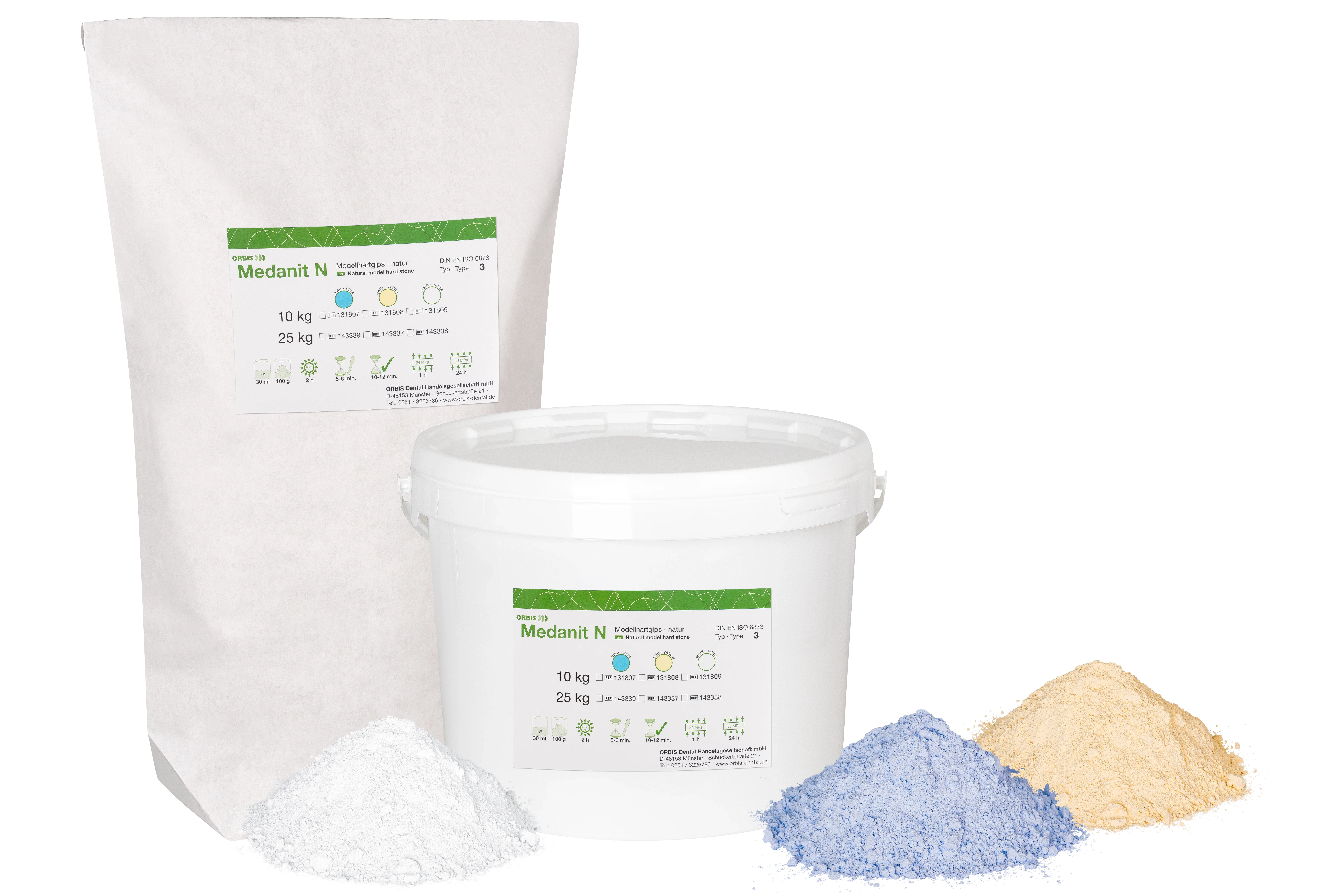 Occlumedanit Gips, Modellherstellung, 3, blau, 10-12 Min, 2 h: 0,14 %, Eimer 10 kg