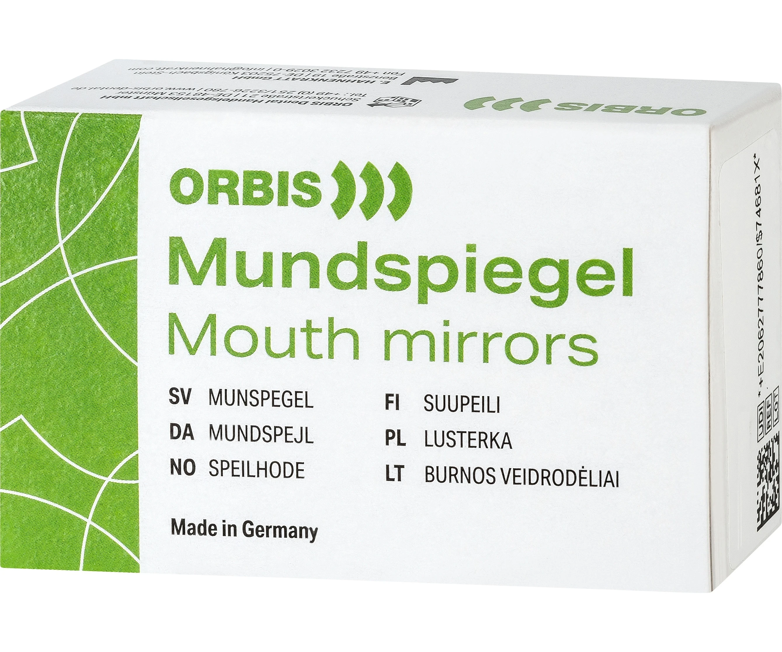 Mundspiegel, plan, frontbeschichtet, Ø 24 mm, Größe 5, Packung 12 Stück