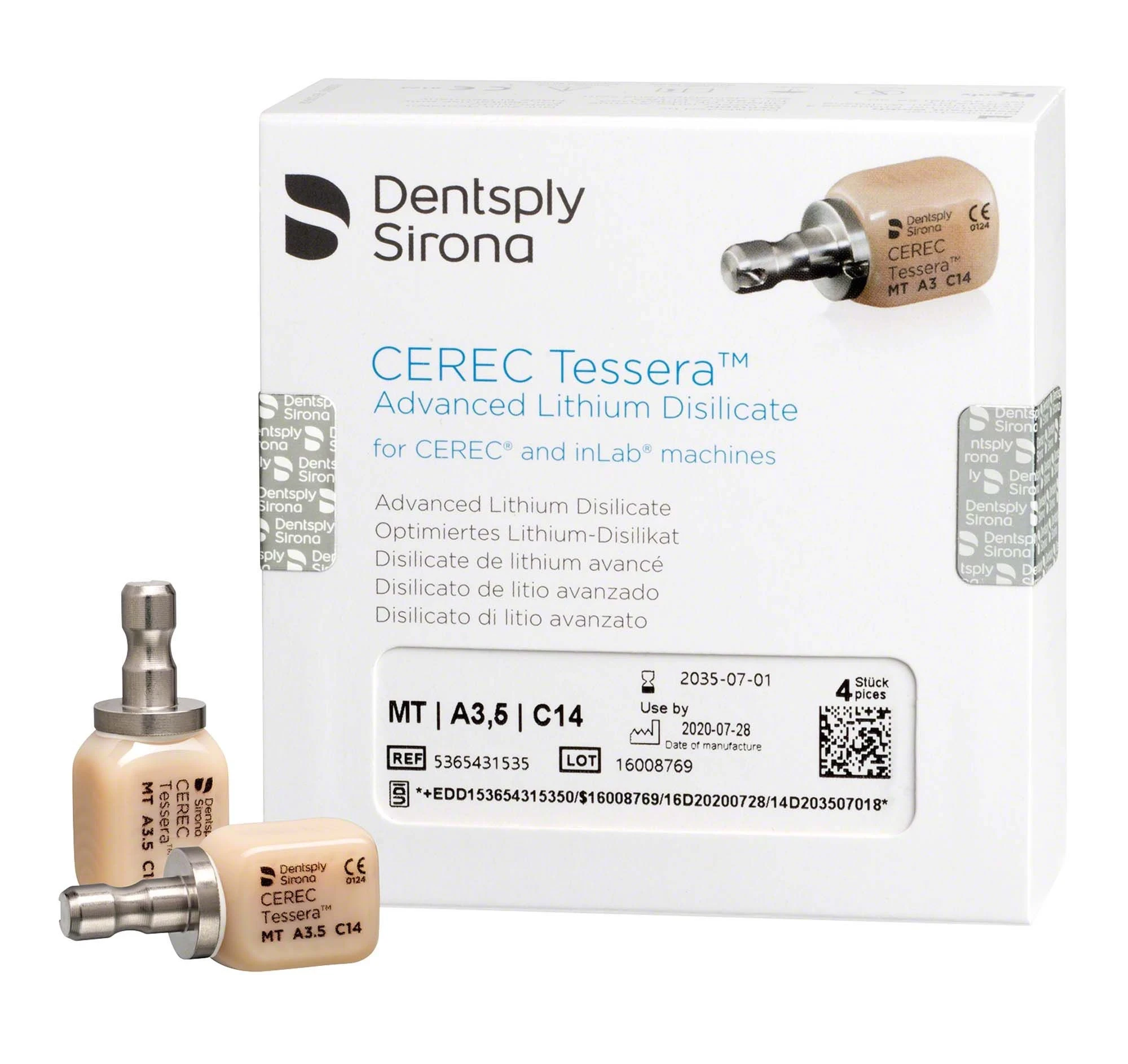 Cerec Tessera Blöcke, Vollkeramik-System, MT, A3,5, C14, Packung à 4 Blöcke
