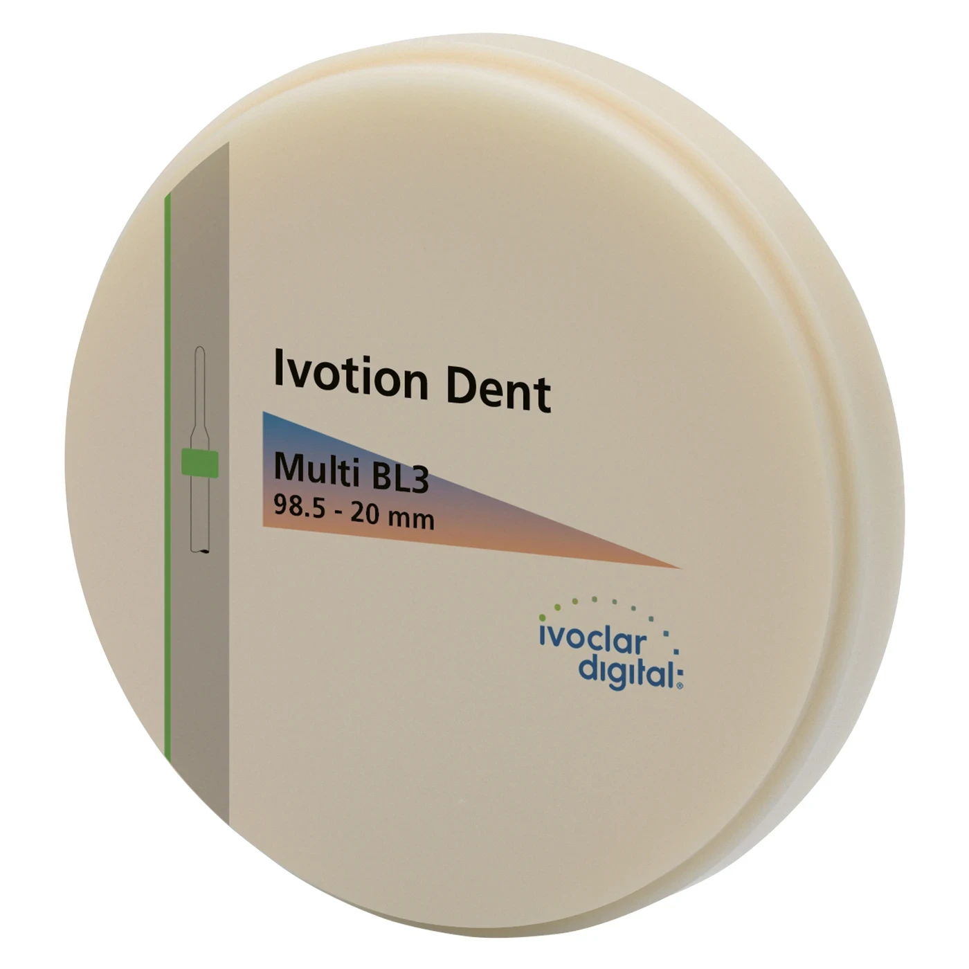 Ivotion Dent Multi, CAD/CAM Fräsrohling, Typ Disc, Multi, Farbe BL3, Stärke 20 mm, Ø 98,5 mm, DCL, 1 Stück, geeignet für PrograMill