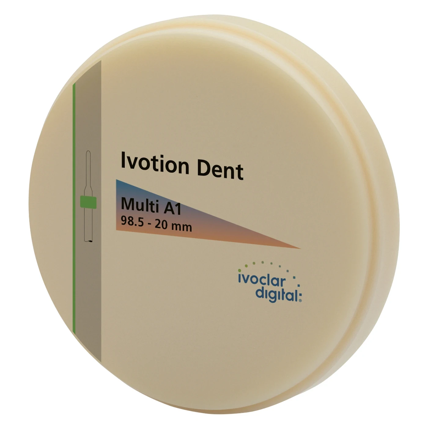 Ivotion Dent Multi, CAD/CAM Fräsrohling, Typ Disc, Multi, Farbe A1, Stärke 20 mm, Ø 98,5 mm, DCL, 1 Stück, geeignet für PrograMill
