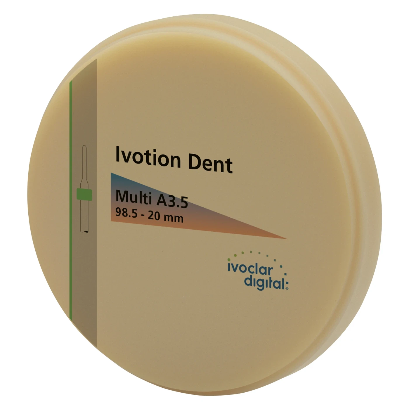 Ivotion Dent Multi Disk, Zahn- und Prothesenbasismaterial, Ø 98,5 mm, H 20 mm, A3,5, Packug à 1 Stück