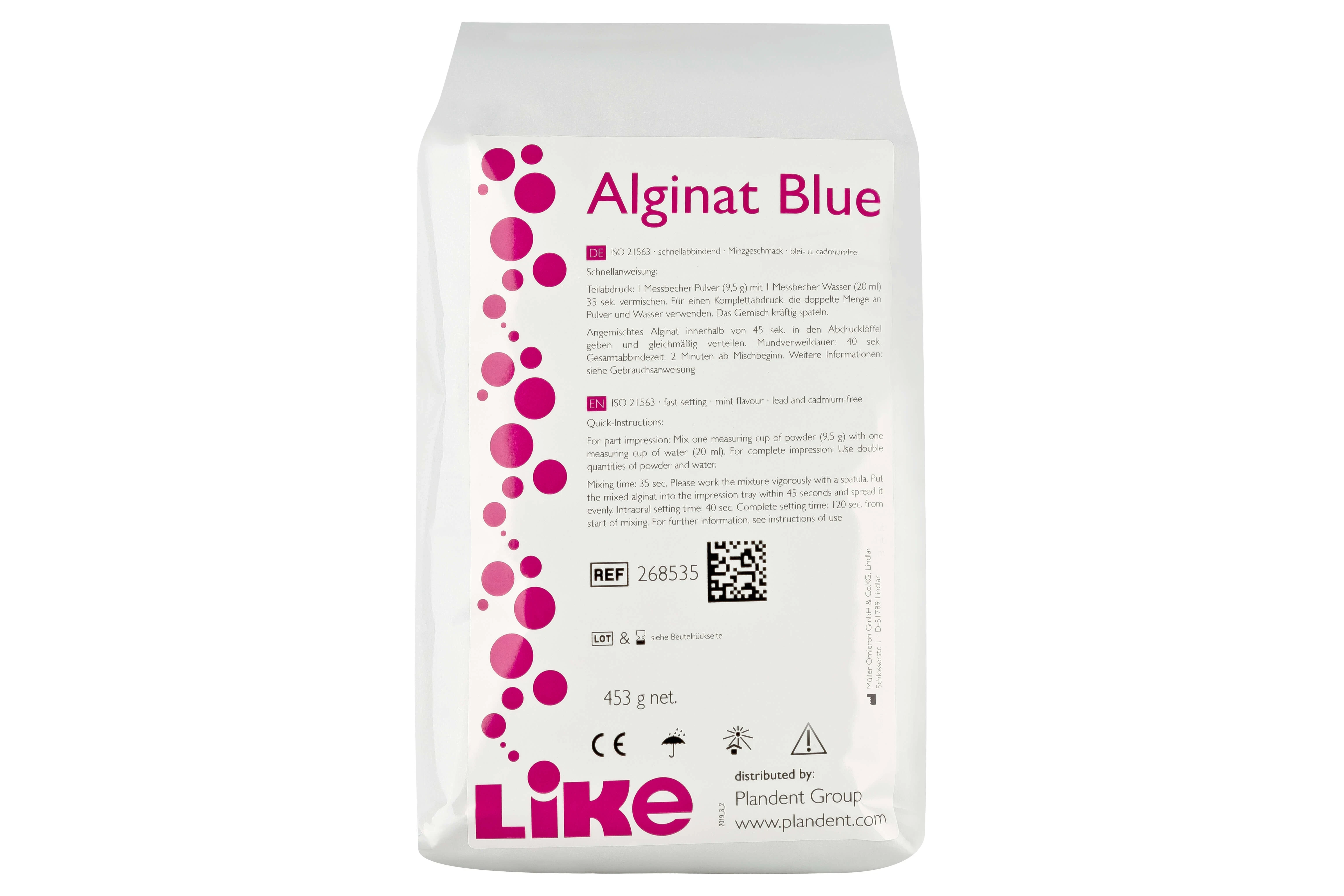 Alginat blue, blei- u. cadmiumfrei, schnellabbindend, 1:1, blau, Beutel à 453 g