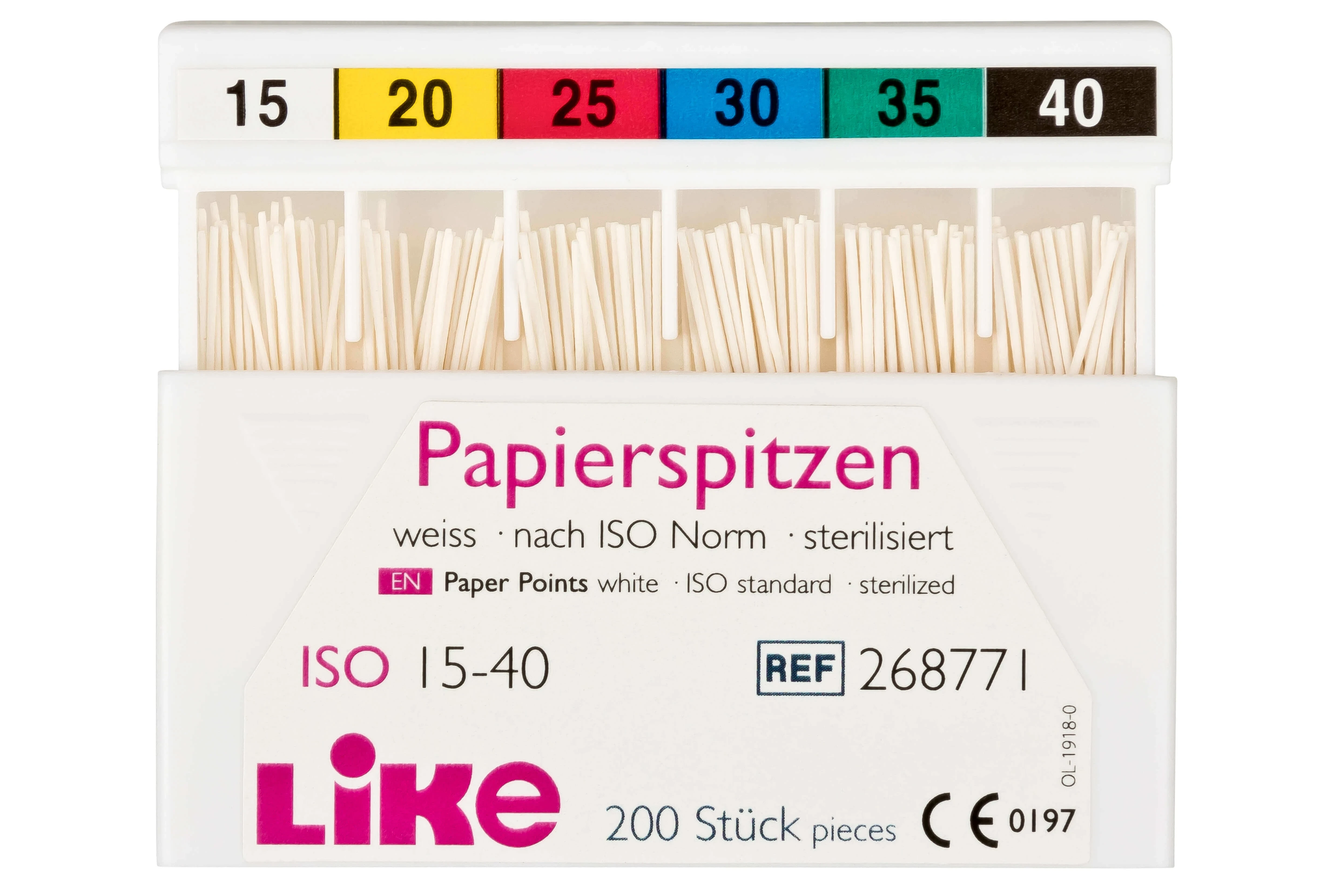 Papierspitzen, weiss, 40, Schiebeschachtel 200 Stück
