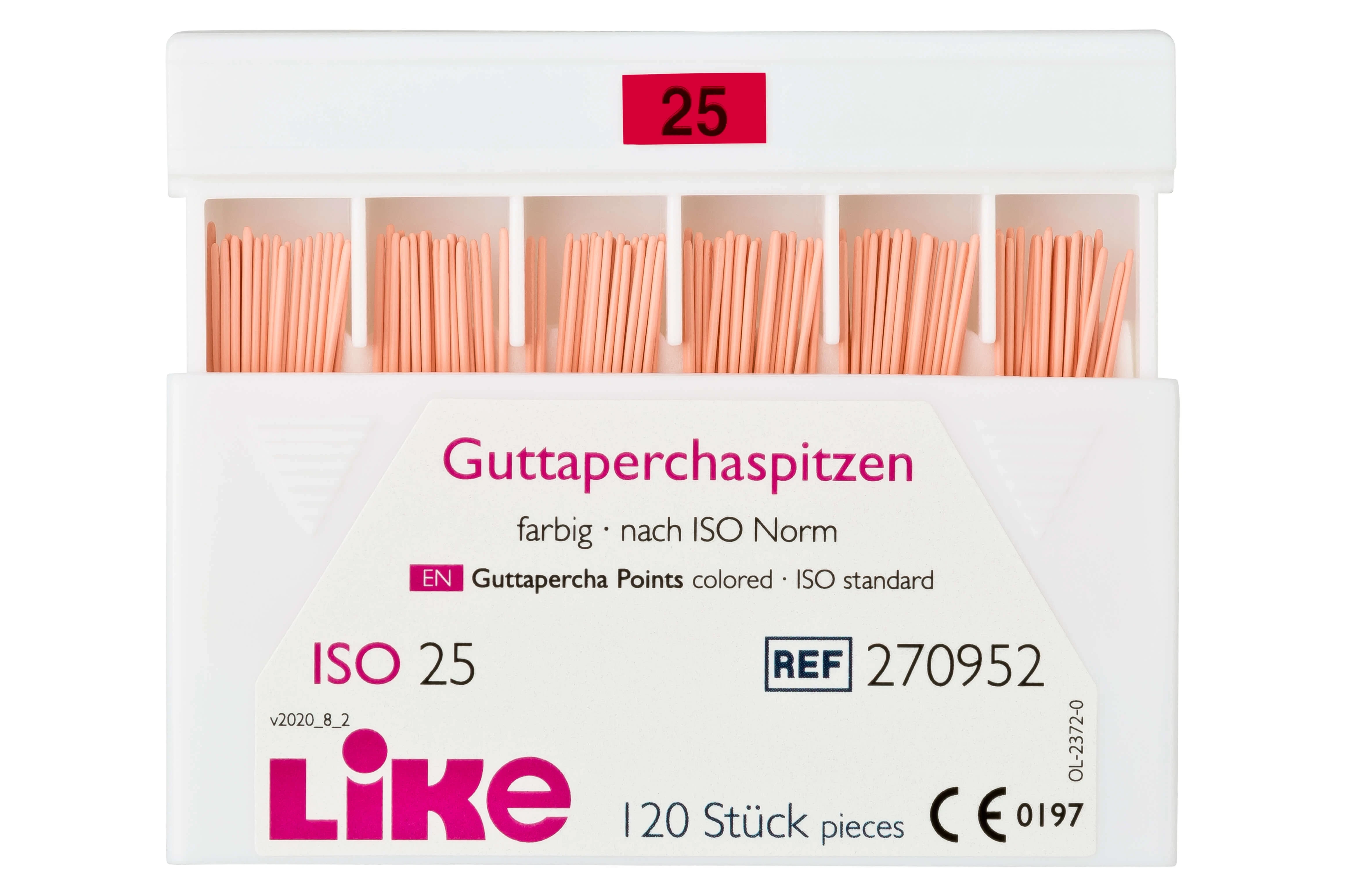 Guttaperchaspitzen, rot, 025, Schiebeschachtel 120 Stück