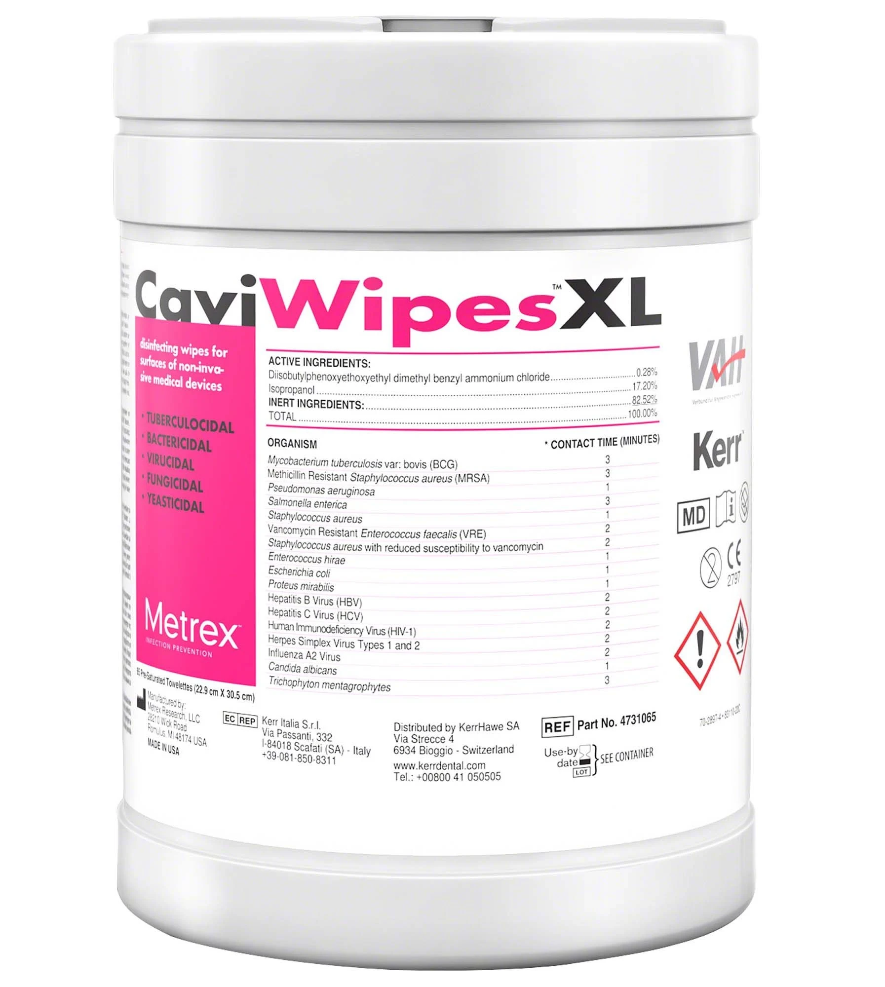 CaviWipes XL, Einweg-Desinfektionstücher, 22,9 x 30,5 cm, 12 Packungen à 65 Stück
