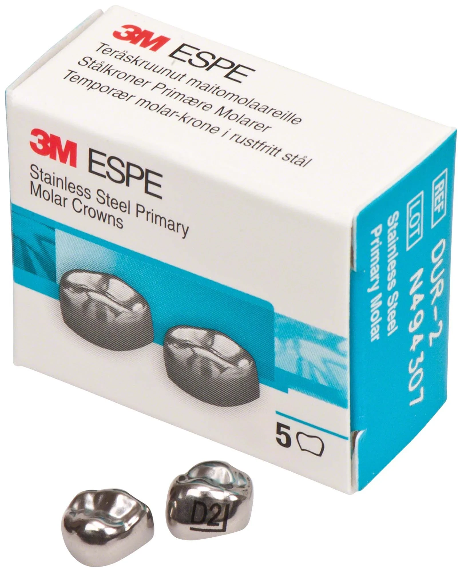 Edelstahlkronen, Standard-Set 96 Einzelkronen, je 2 Kronen aller bei den Refills angegebenen Größen