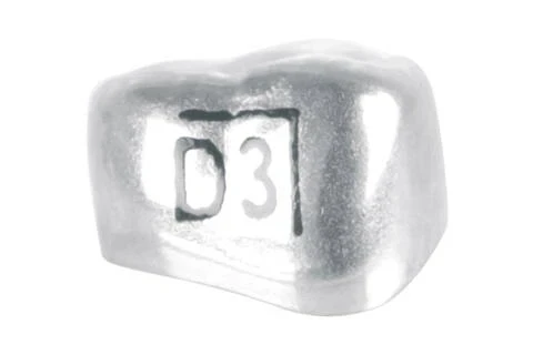 Edelstahlkronen, Milchmolar, UK 1, rechts, DLR3, ⌀ mesial/distal 8.0, Packung à 5 Stück