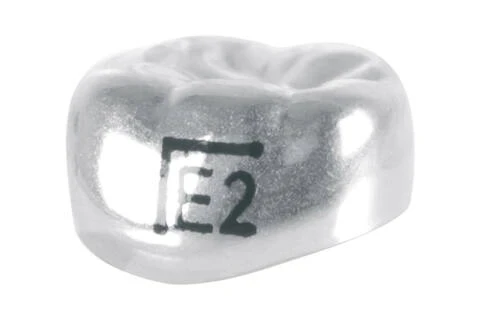 Edelstahlkronen, Milchmolar, UK 2, links, ELL2, ⌀ mesial/distal 9.0, Packung à 5 Stück