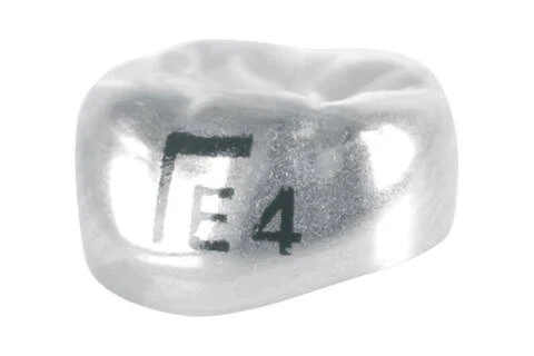 Edelstahlkronen, Milchmolar, UK 2, links, ELL4, ⌀ mesial/distal 9.8, Packung à 5 Stück