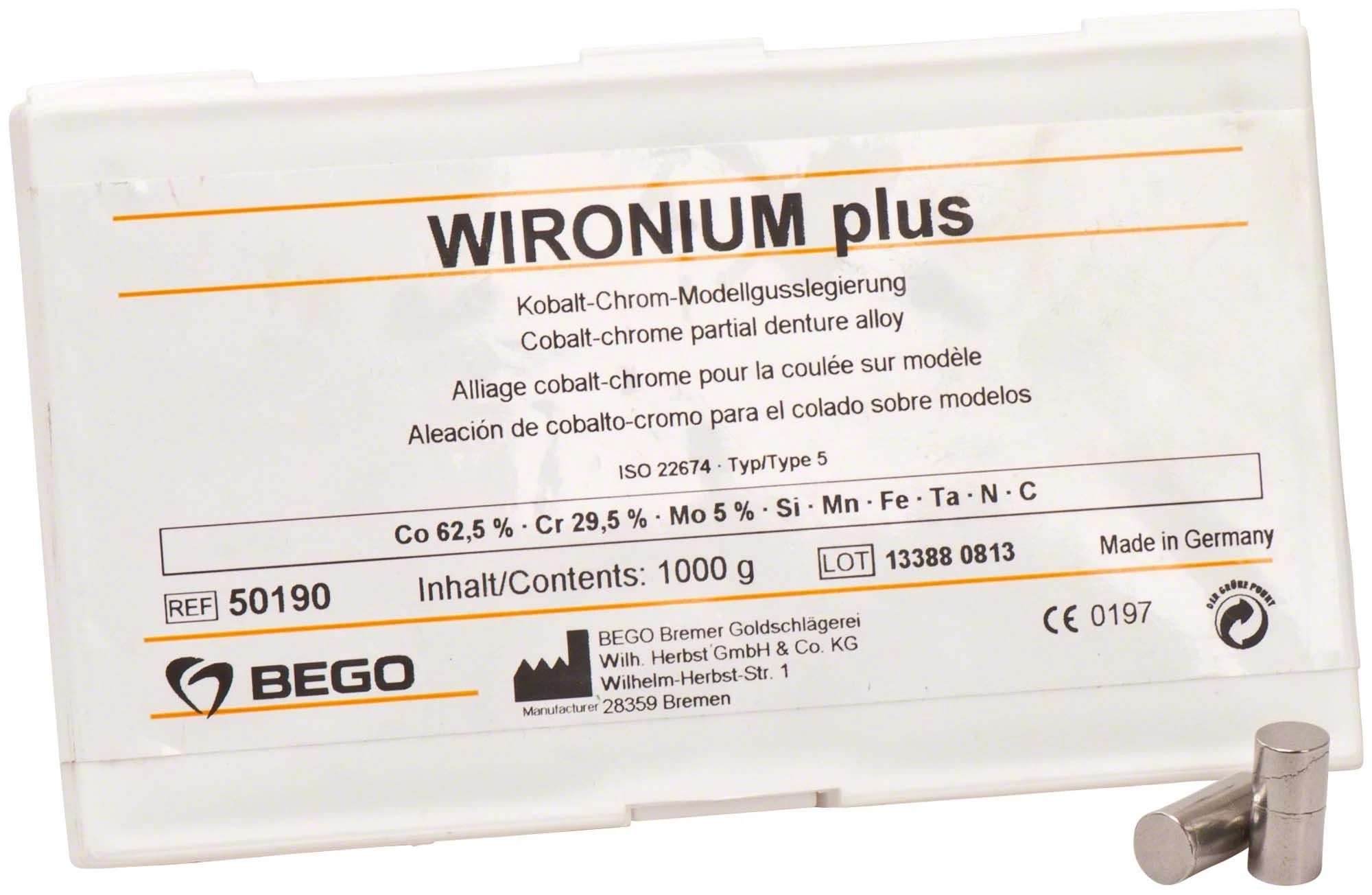 Wironium Plus, Kobalt-Chrom-Modellgusslegierung, Packung à 1 kg