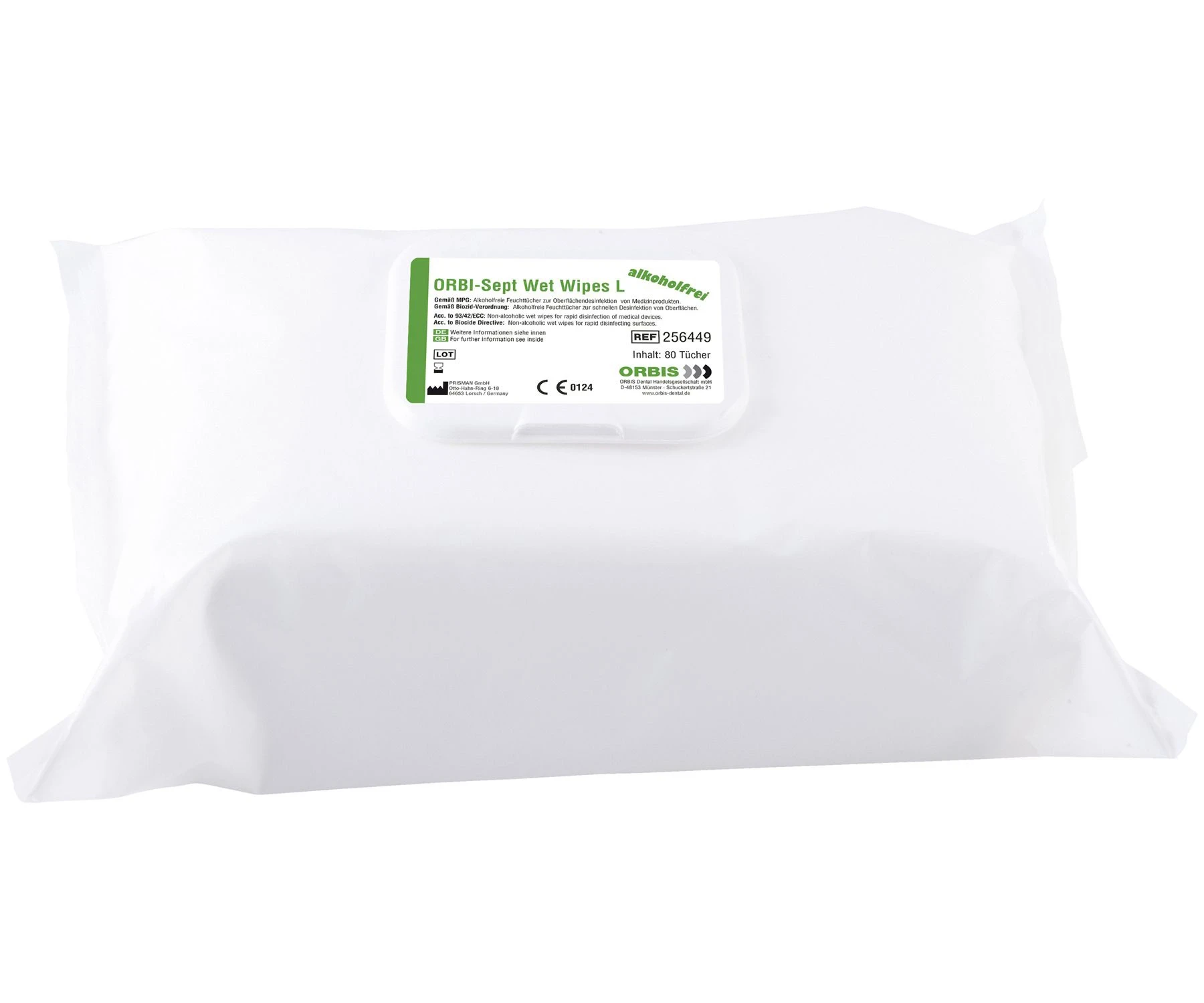 ORBI-Sept Wet Wipes, alkoholfrei, 20 x 30 cm, Packung à 80 Stück