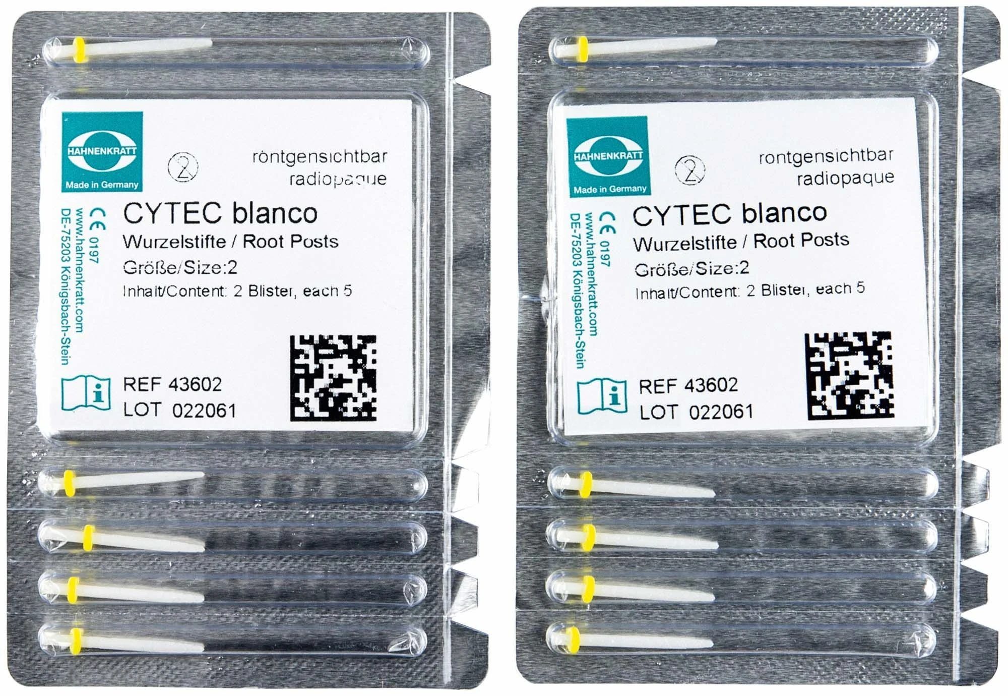 Cytec blanco Wurzelstifte, 1,4 mm, gelb, Packung à 10 Stück