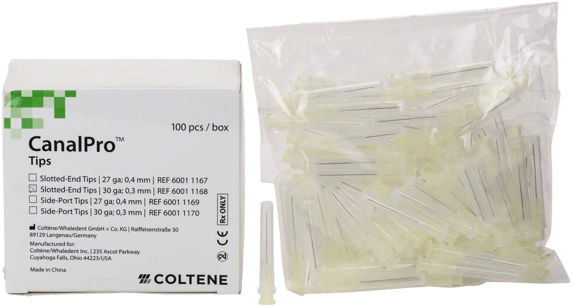 CanalPro Slotted-End Tips, 30GA, 0,3 x 25mm, Packung à 100 Stück