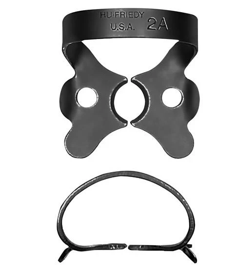 Kofferdam-Klammer, Black Line - Prämolaren Figur 2A, flache Backen für größere Prämolaren