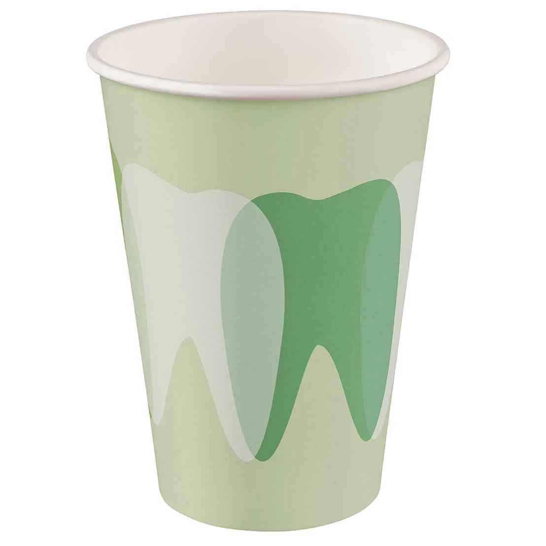 Mundspülbecher Hartpapier, recyclebar, Zahndesign grün, 180ml, Stück: Karton mit 2000 St.