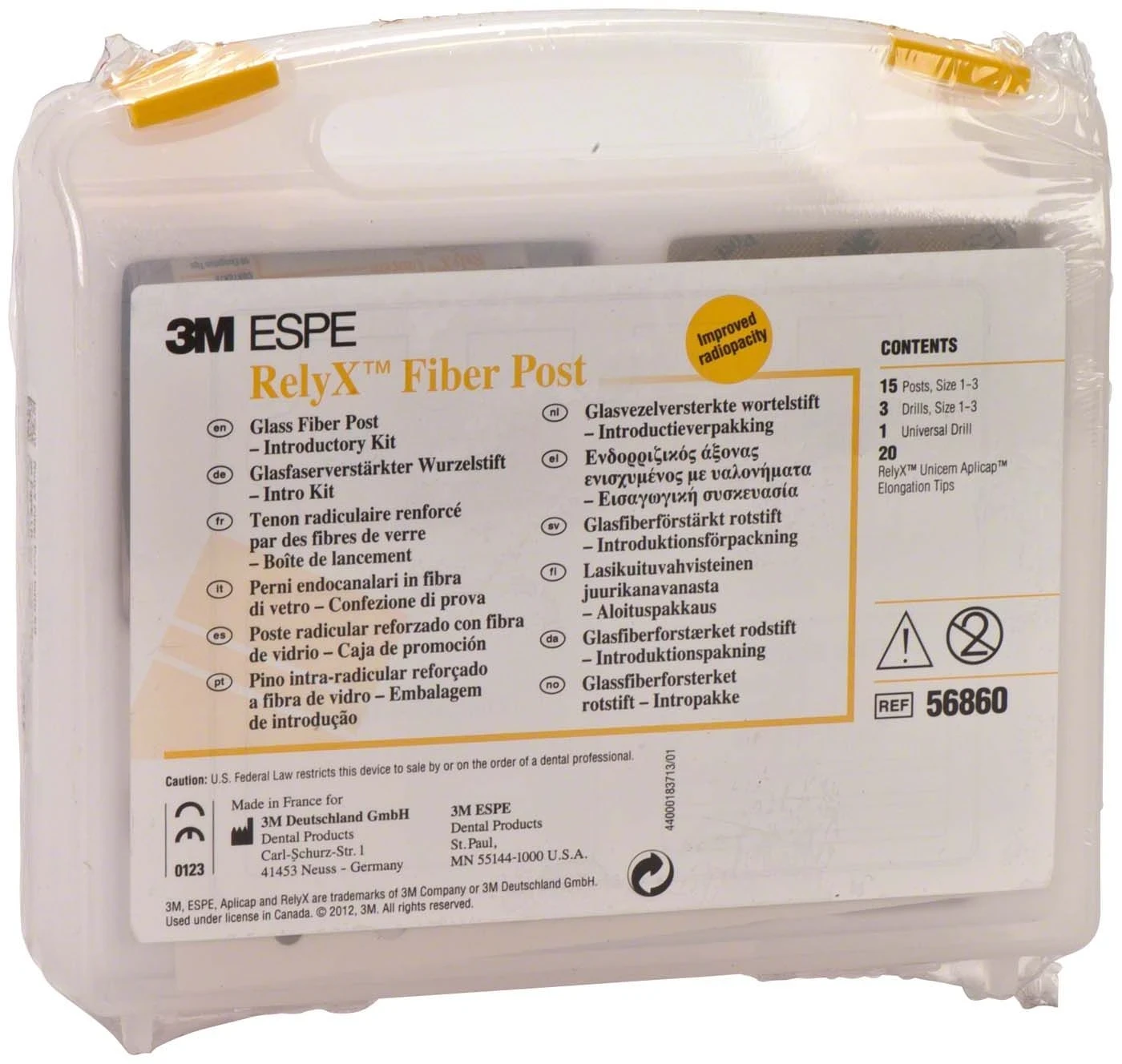 RelyX Fiber Post Intro Kit, glasfaserverstärkte Wurzelstifte, transluzent, röntgenopak, Packung à 1 Set