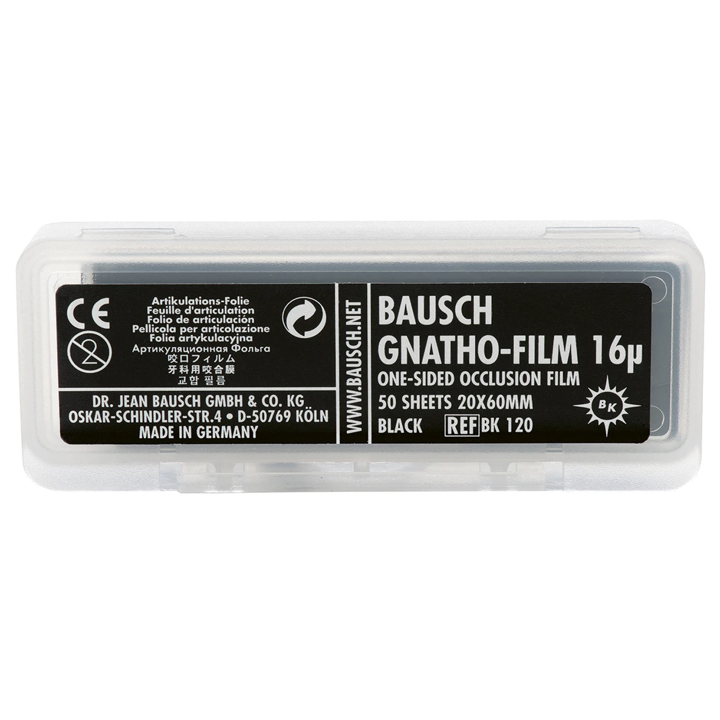 Gnatho-Film 16 mµ 20 x 60 mm BK120 schwarz, Packung 50 Stück