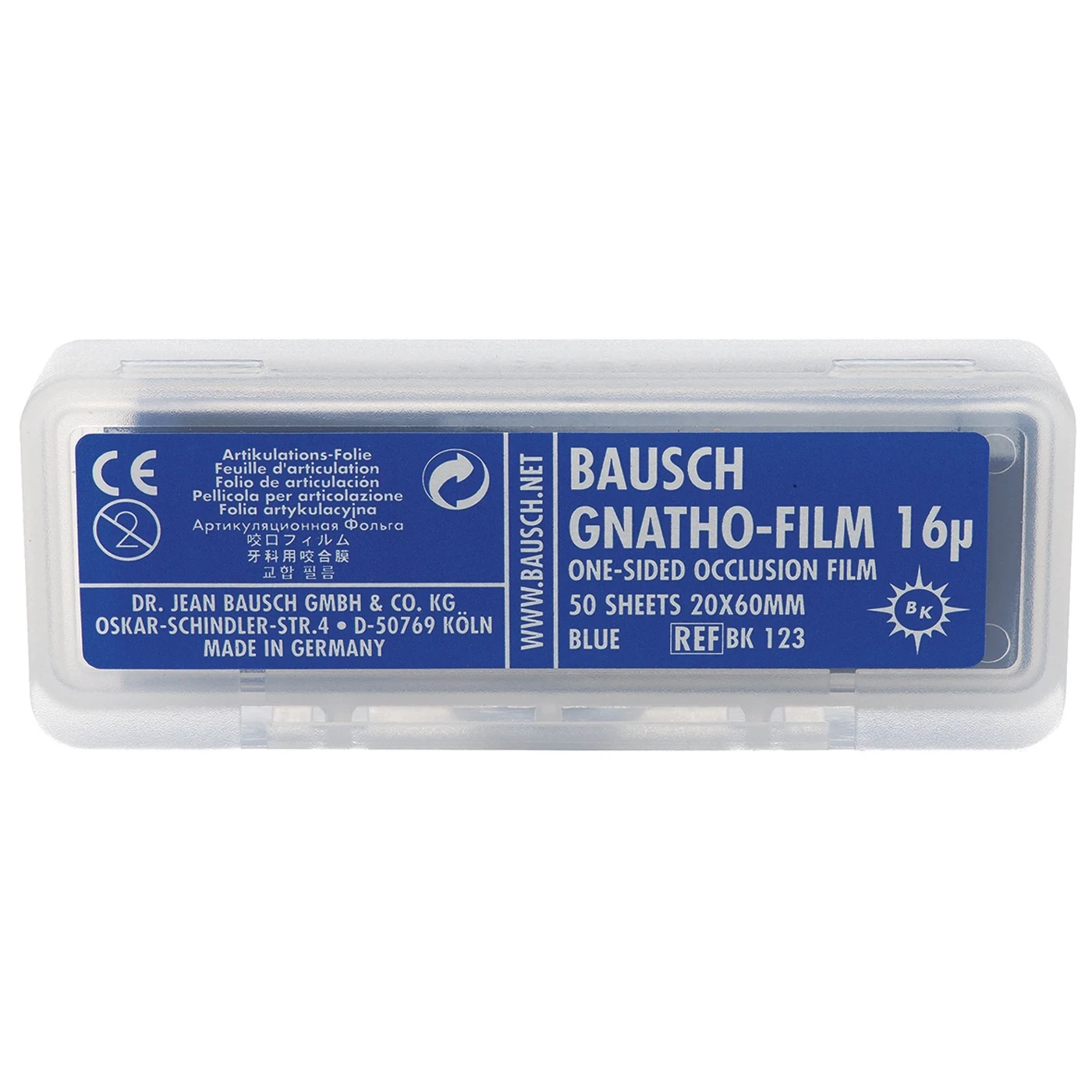 Gnatho-Film 16 mµ 20 x 60 mm BK123 blau, Packung 50 Stück