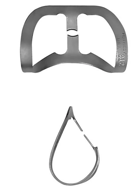 Kofferdam-Klammer, Black Line - Frontzähne Figur 212, labiale Karies