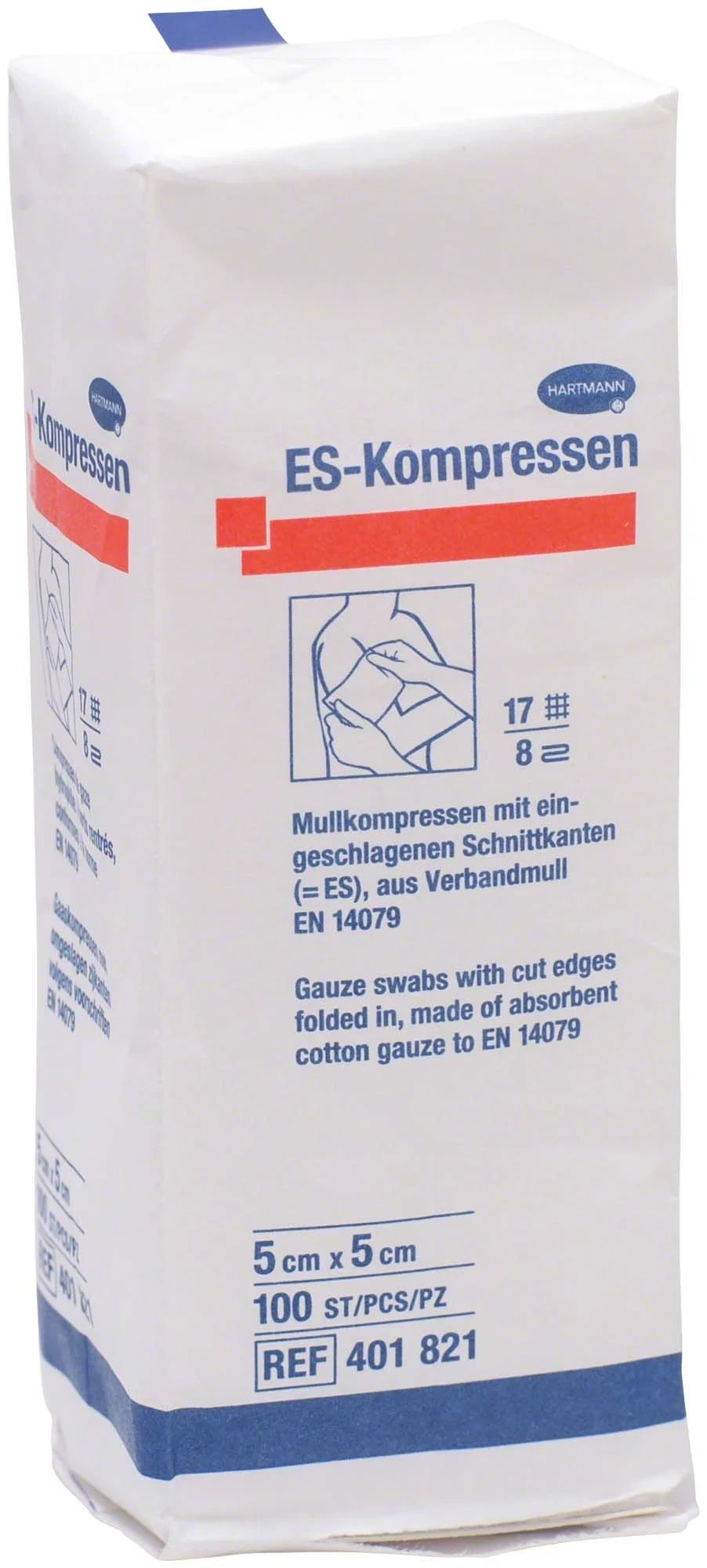 ES Kompressen, unsteril, 8-fach, 5 × 5 cm, Packung à 100 Stück