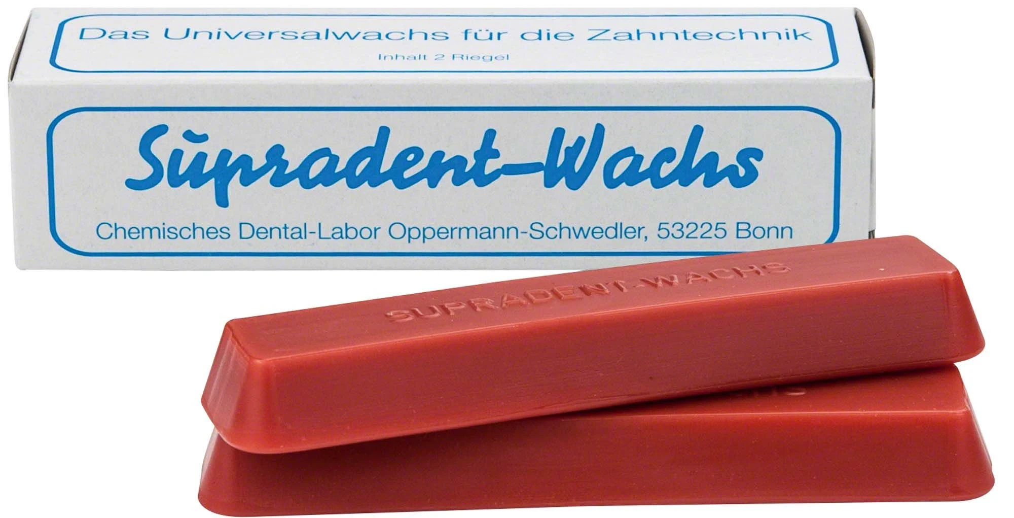 Supradent Klebewachs, Riegel, rot, Packung à 2 Stück