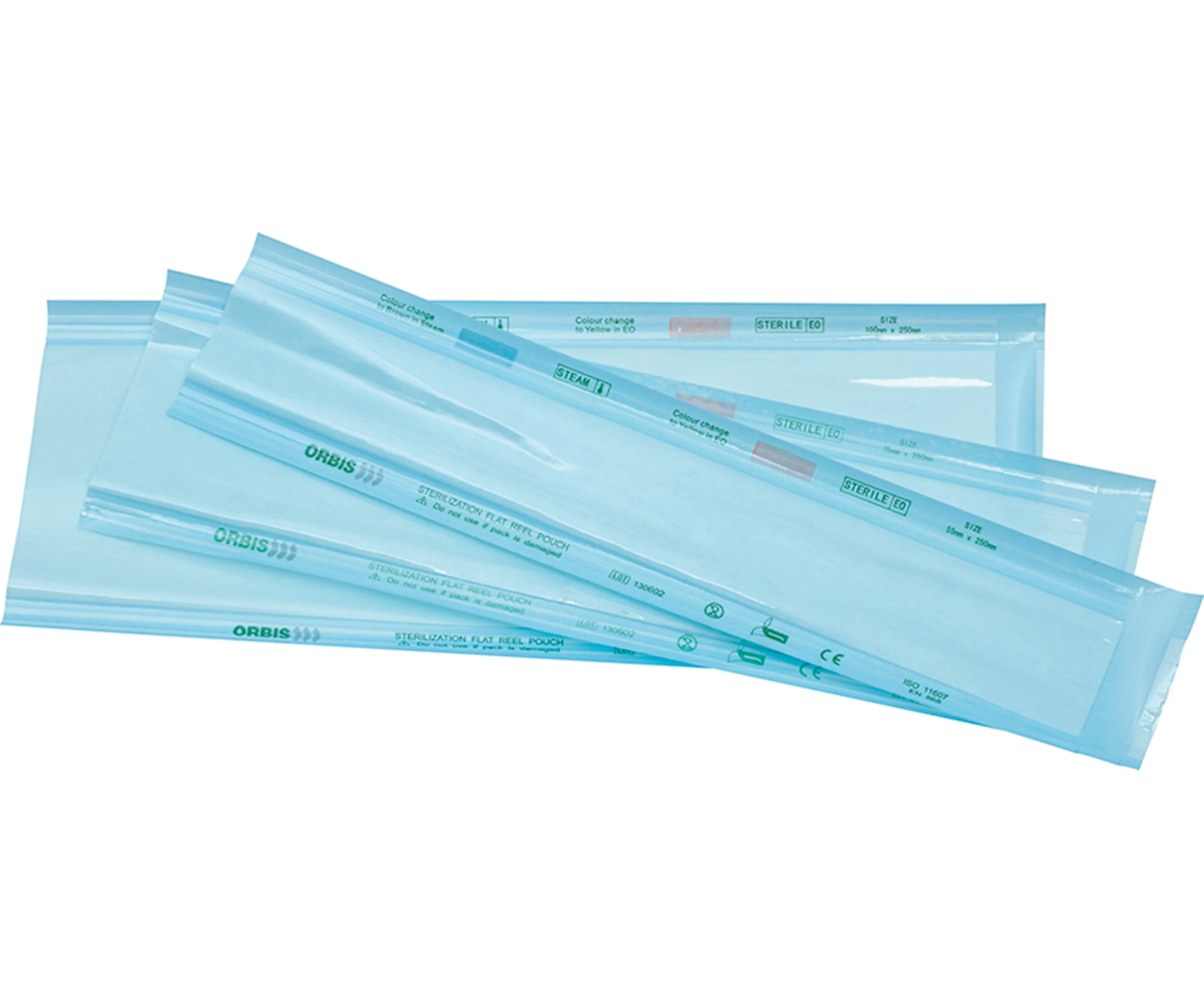 Sterilisationstüten, mit Indikator, ohne Seitenfalte, 250 mm, 50 mm, Packung 500 Stück