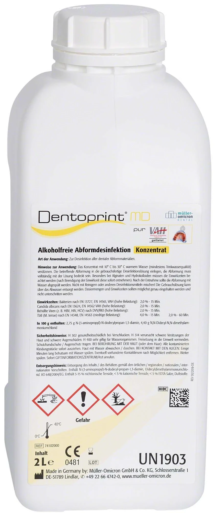 Dentoprint MD, pur, Flasche à 2 Liter