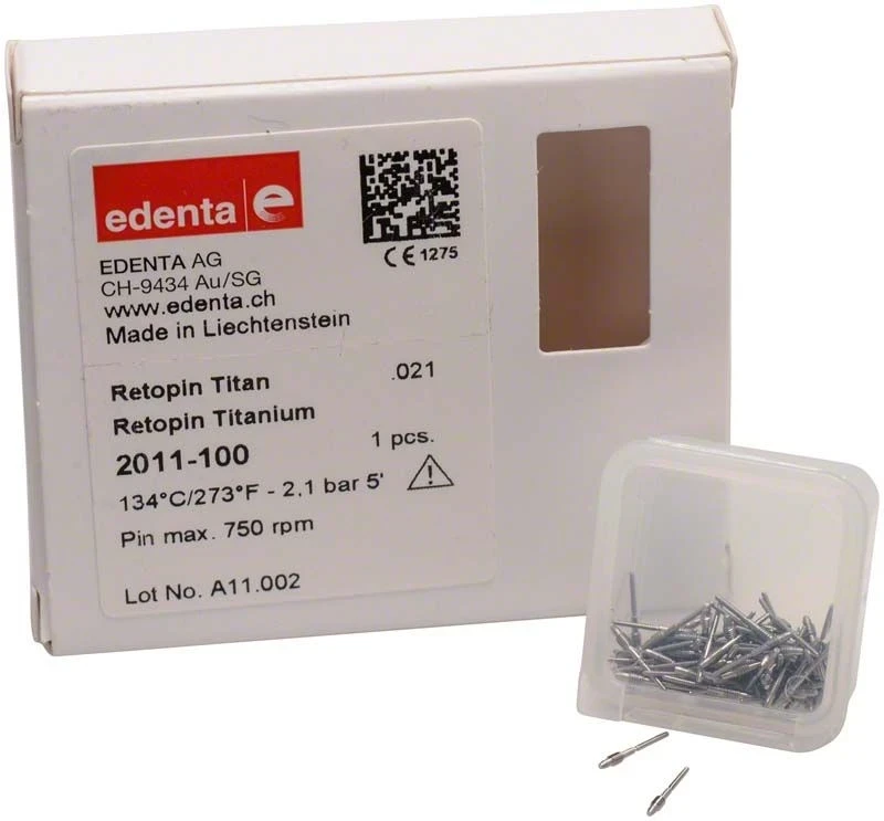 Retopin Retentionsstifte, Titan, 0,6 mm, unmontiert, rot, Packung à 100 Stück