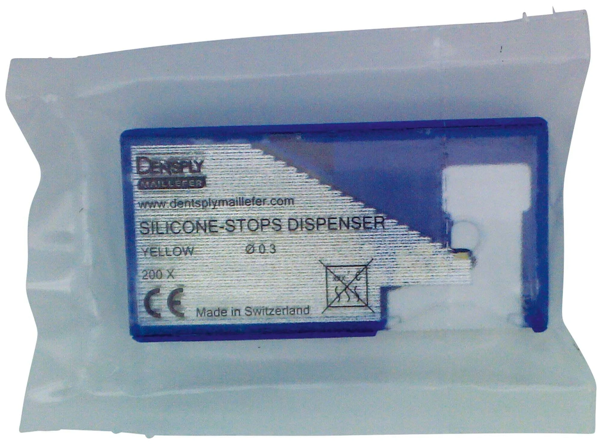 Silikon Stops Dispenser, vorperforiert, Ø 0,3 mm, gelb, Packung à 200 Stück