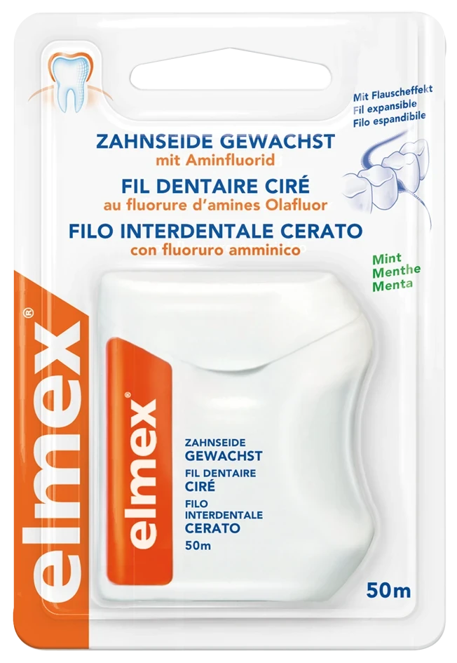 Elmex Zahnseide gewachst, Minze, Packung à 50 m