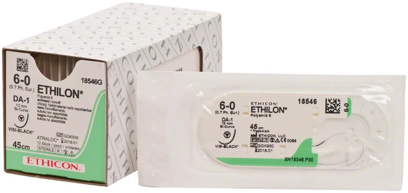 Ethilon schwarz monofil, FS2, USP 3-0, 45 cm, Packung à 36 Stück