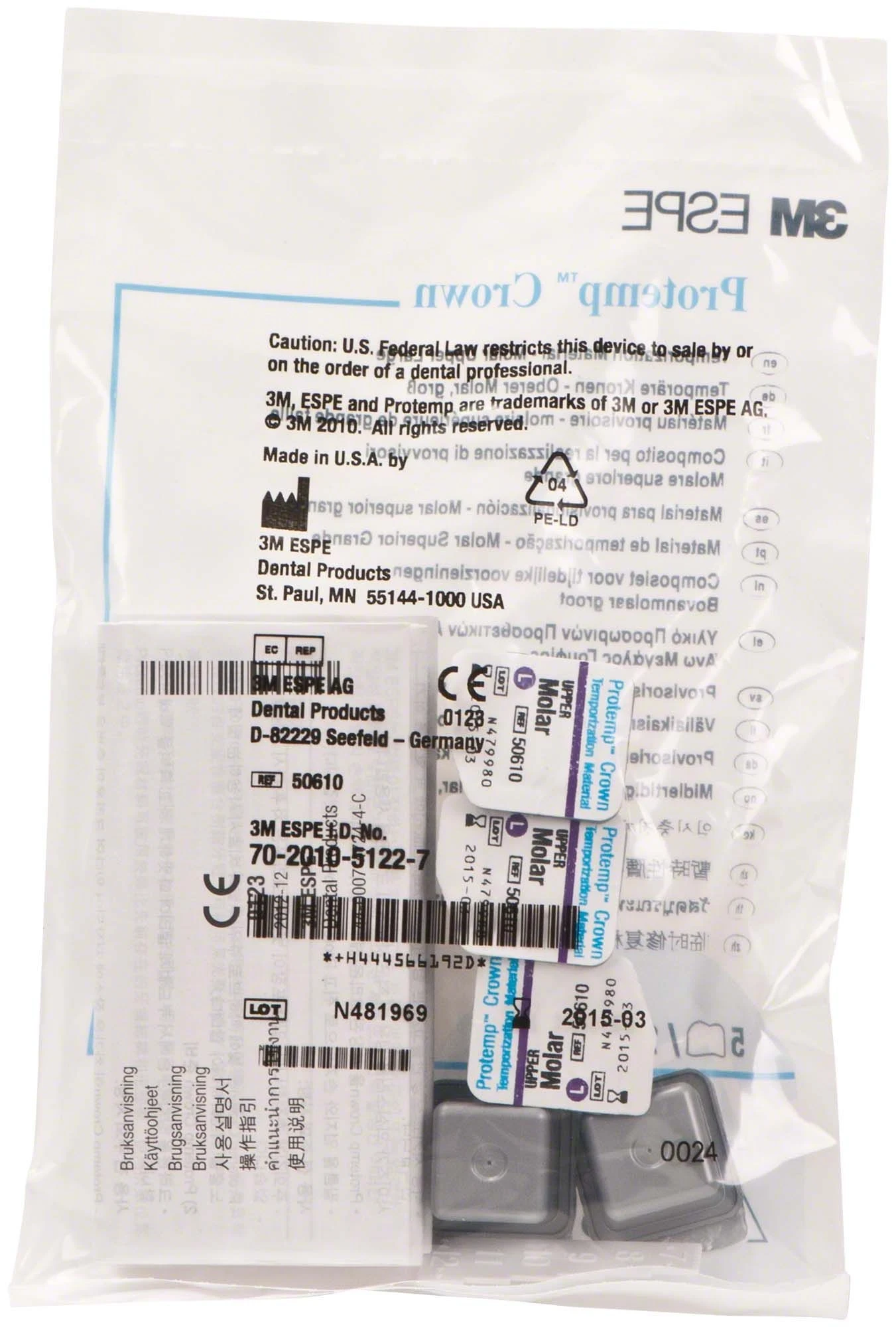 Protemp Kronen, oberer Molar L (groß), Packung à 5 Stück