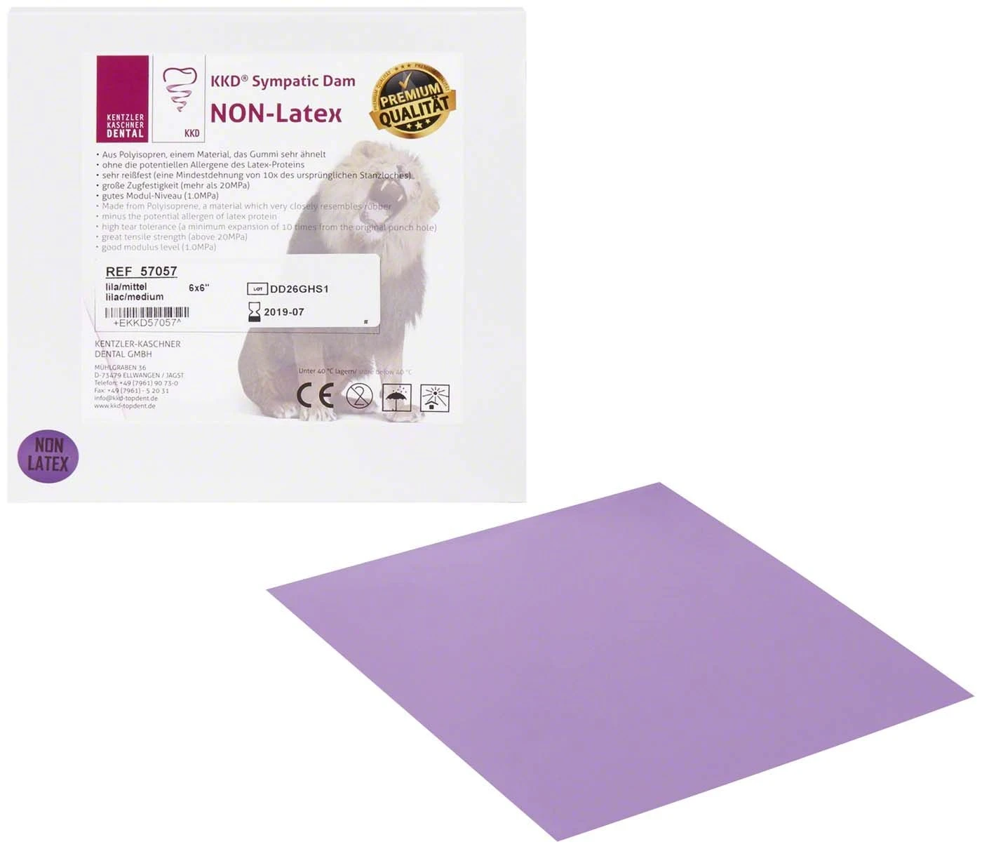 Sympatic Dam, non-latex, 15 × 15 cm, lila, Packung à 15 Stück