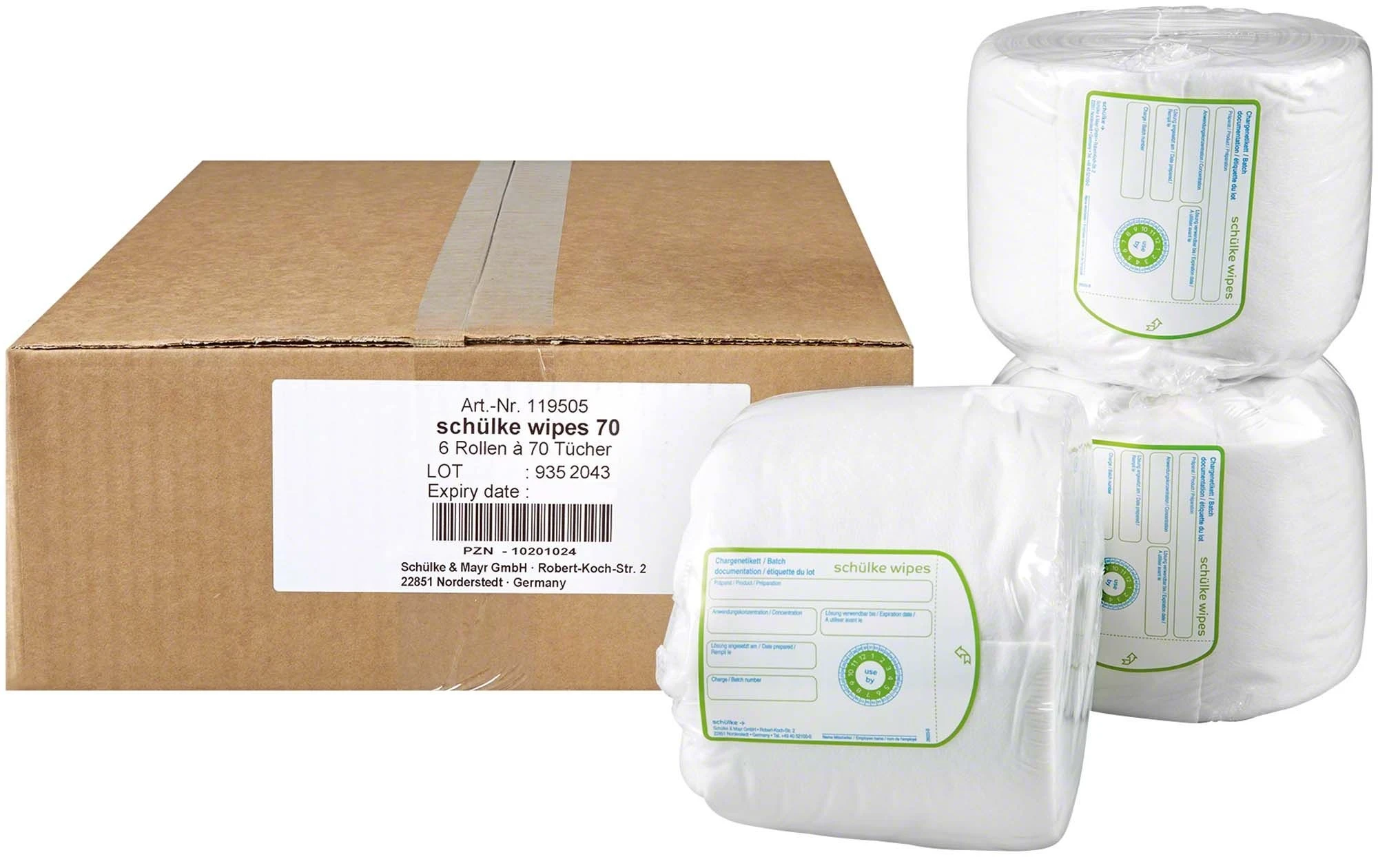 schülke wipes, 28 × 23 cm, Packung à 6 × 70 Tücher