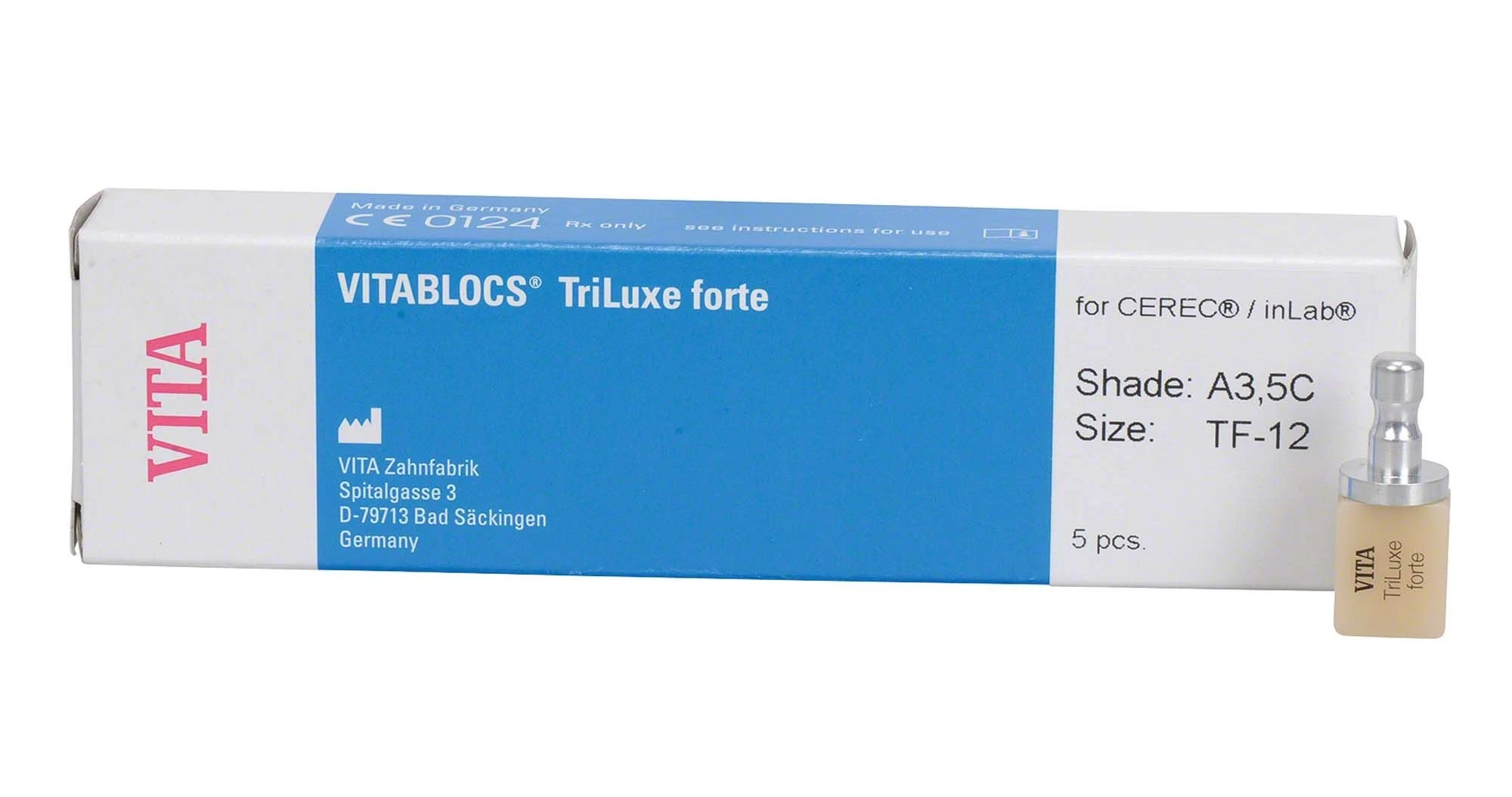 Vitablocs Triluxe forte classical für Cerec/inLab, A3,5C TF12, Packung à 5 Stück