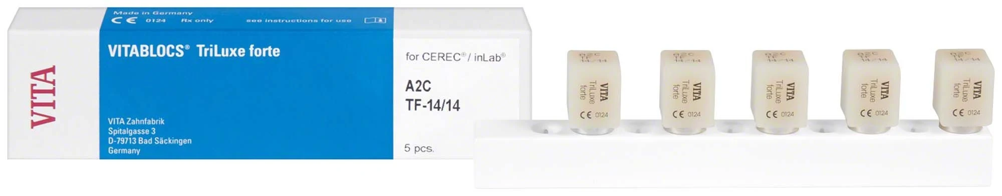 Vitablocs Triluxe forte classical für Cerec/inLab, A2C TF-14/14, Packung à 5 Stück