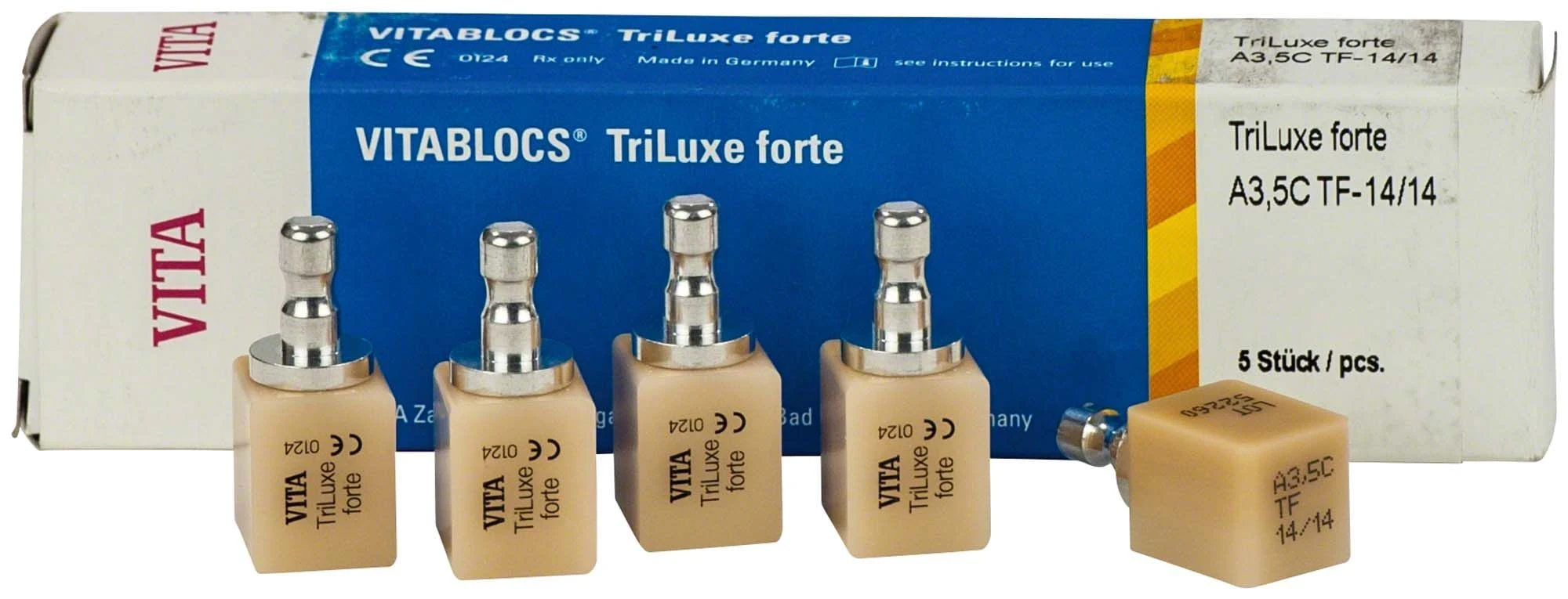 Vitablocs Triluxe forte classical für Cerec/inLab, A3.5C TF-14/14, Packung à 5 Stück