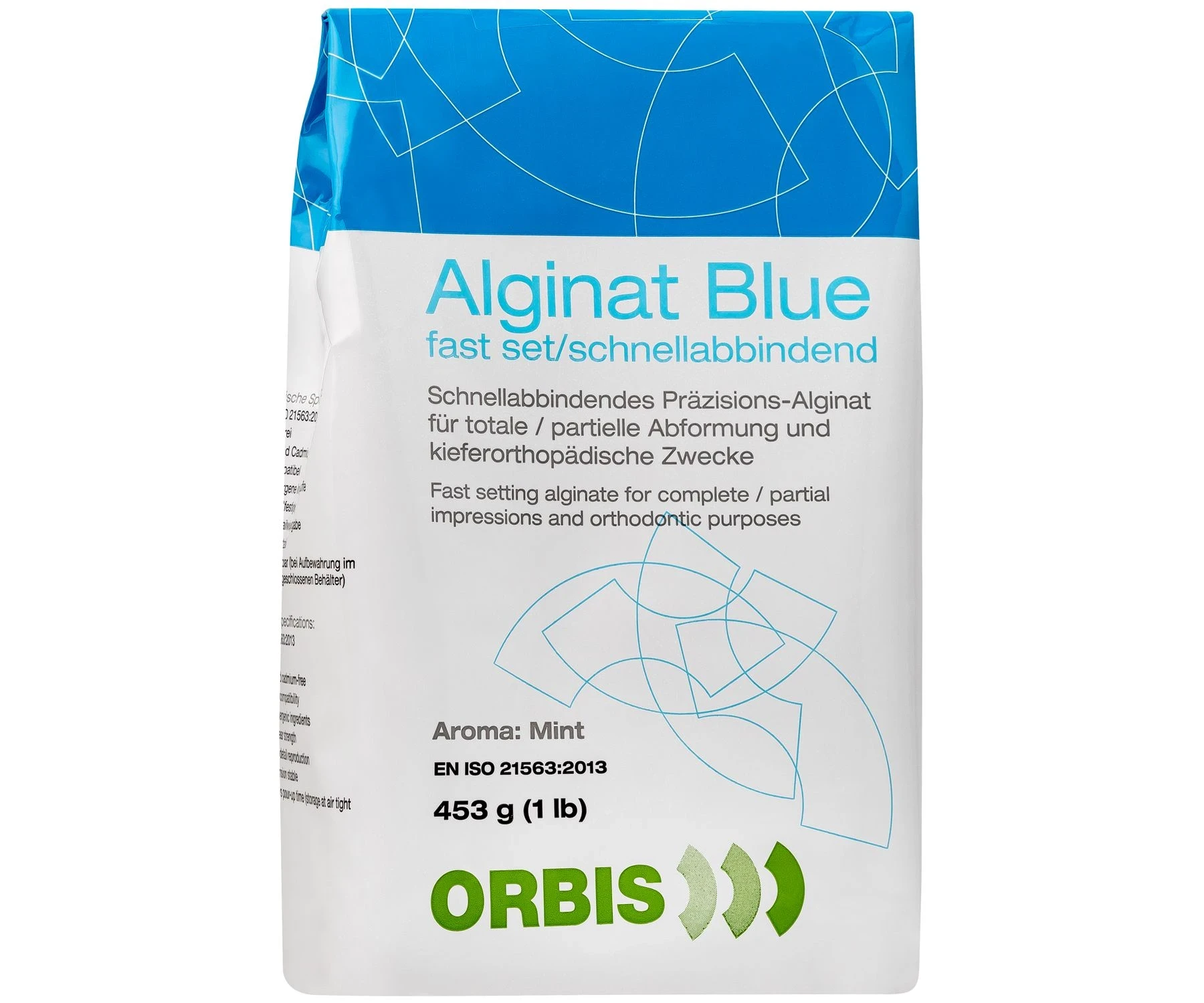 Alginat Blue, schnellhärtend, Minze, blau, Nachfüllbeutel à 453 g