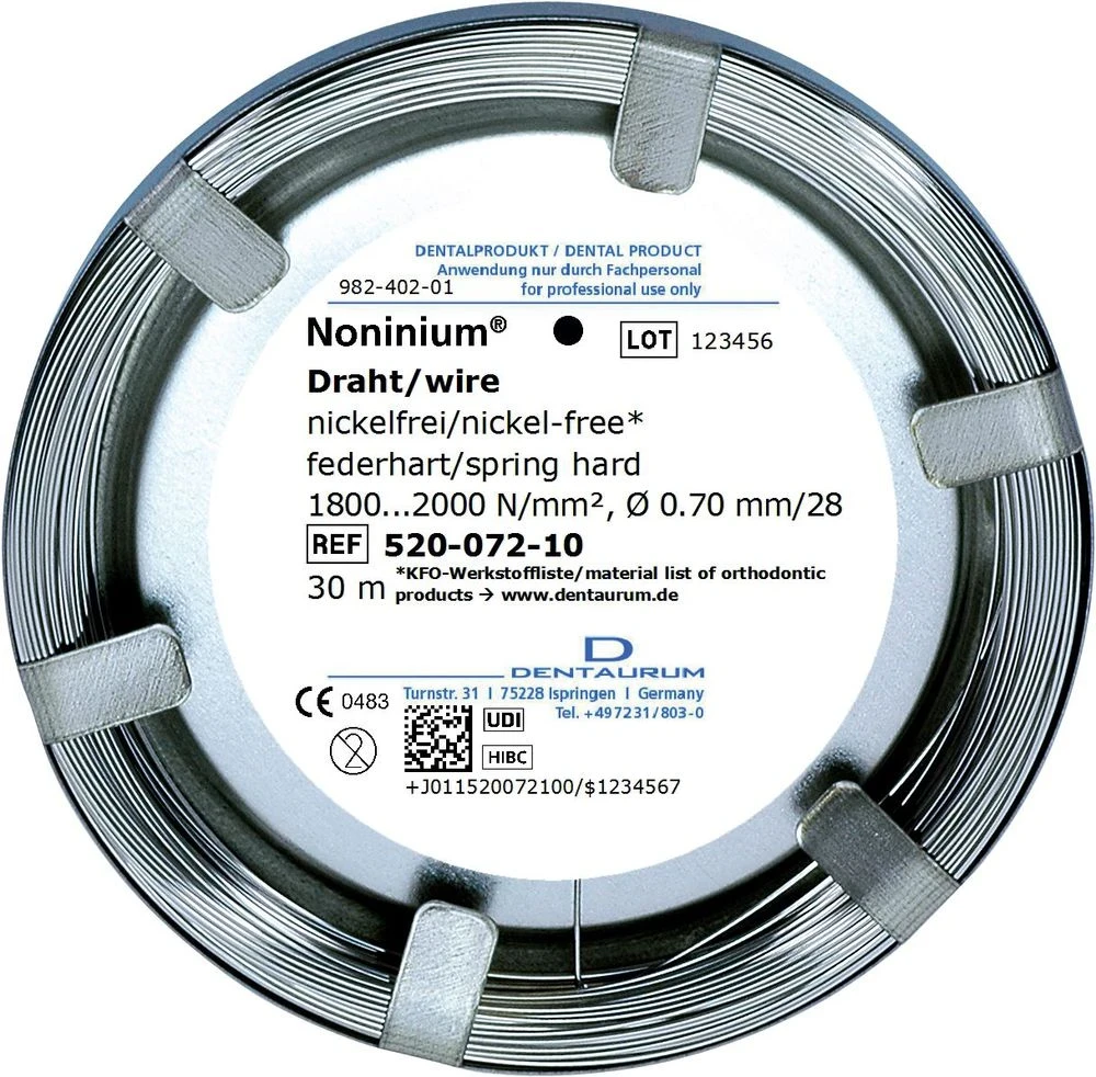 Noninium Rollendraht, rund, federhart, ø 0,70 mm / 28, 1 Rolle