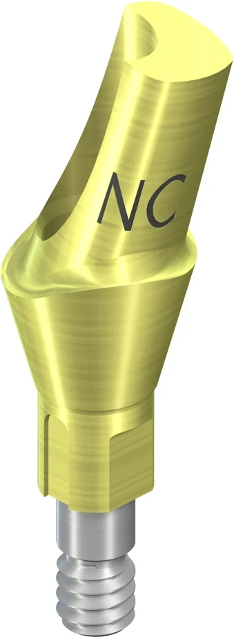 NC Anatomisches Sekundärteil, abgewinkelt 15°, GH 2mm, Ti, inkl. Schraube, Packung à 1 Stück