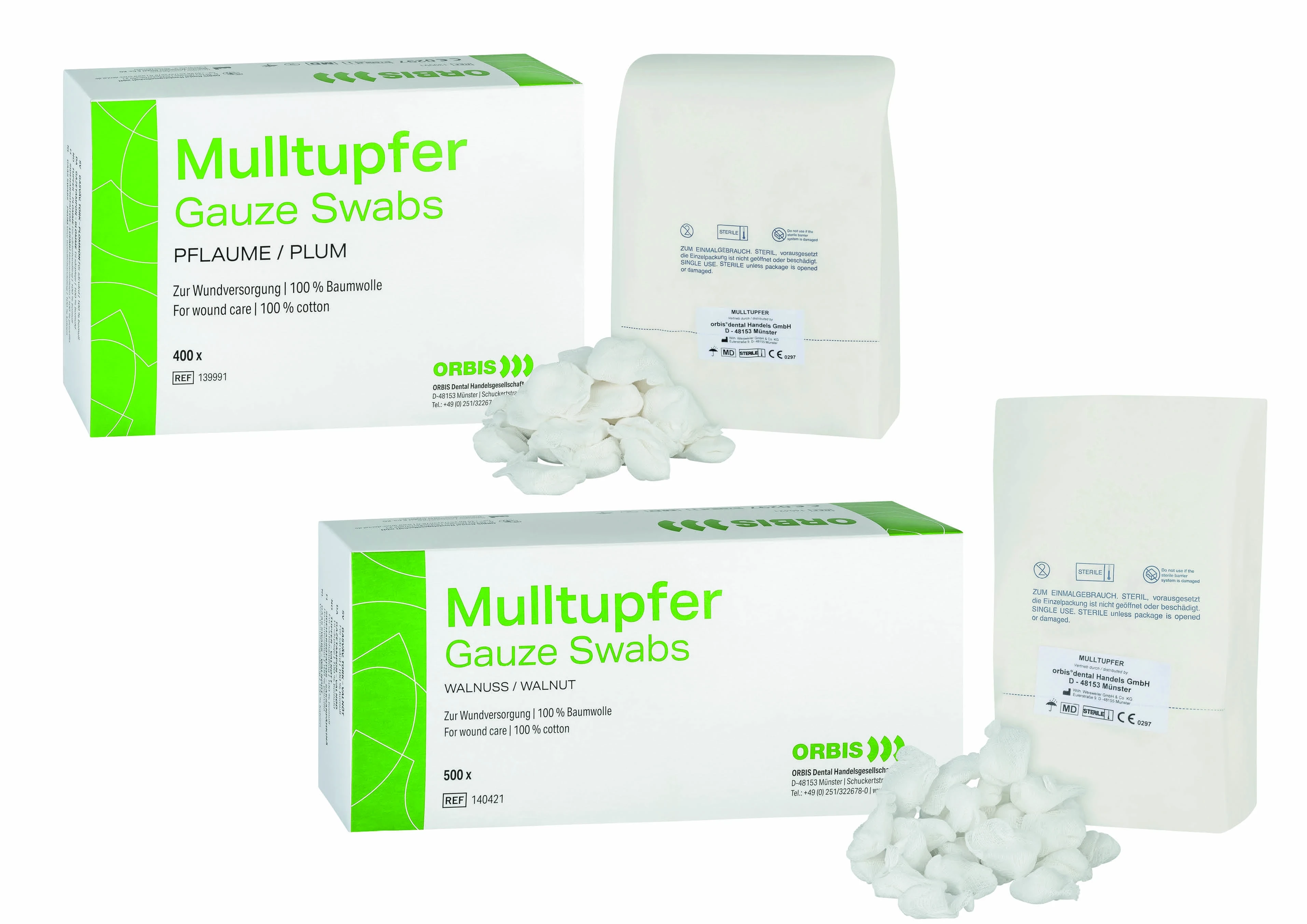 Mulltupfer, Walnuss, Packung à 500 Stück
