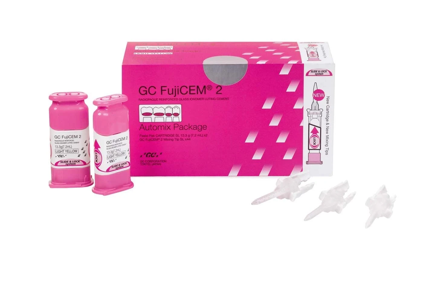 Fuji Cem 2 SL Automix, Eco Pack, Packung à 4 à 13,3g, 2 Mixing Pads