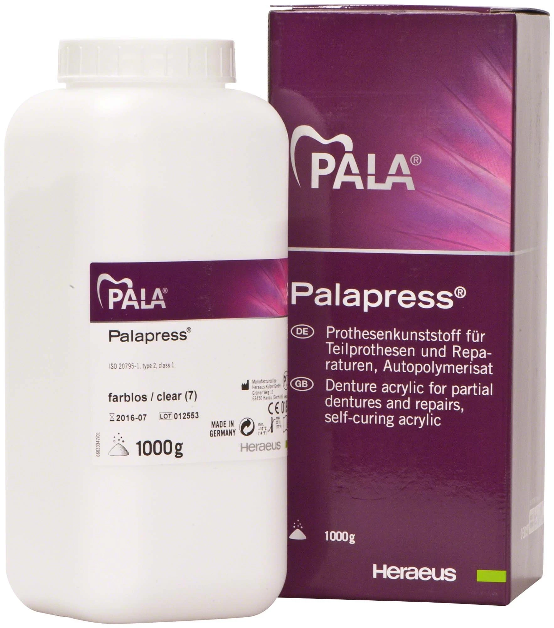 Palapress Pulver, Prothesenkunststoff, farblos, Packung à 1000 g