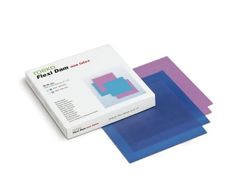 Flexi Dam, 15 × 15 cm, latexfrei, puderfrei, violett, Packung à 30 Stück