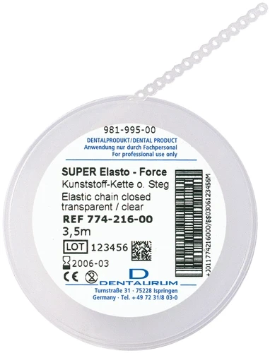 SUPER Elasto-Force Kunststoffkette ohne Steg, transparent, 4,6 m