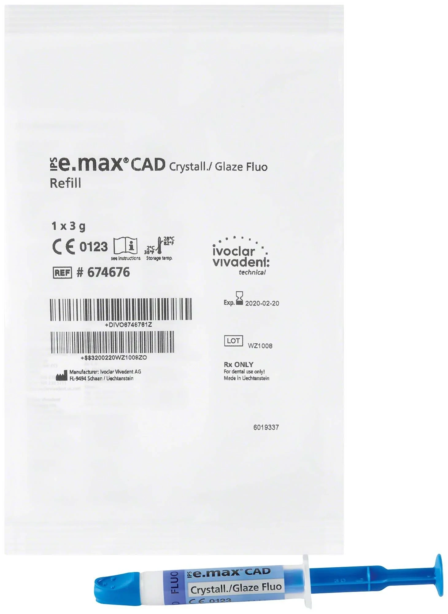 IPS e.max CAD Crystallization Glaze Paste, Malfarben- und Glasursortiment, Spritze à 3 g